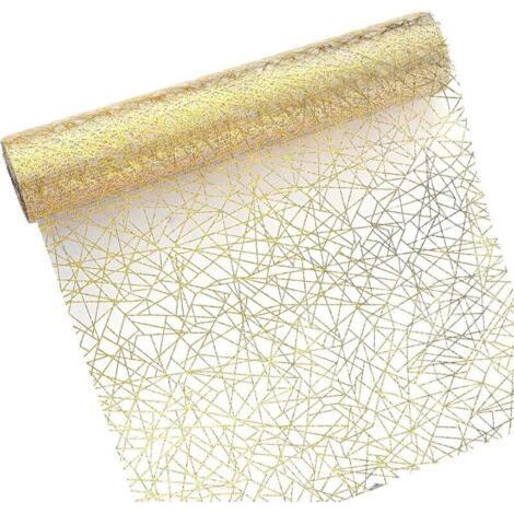 (Or, 28cm30m)Chemin de Table, Rouleau de Tissu Tulle Organza, Découpable, Réutilisable, pour Noël Mariage Fête Anniversaire Célébrations (1/5)