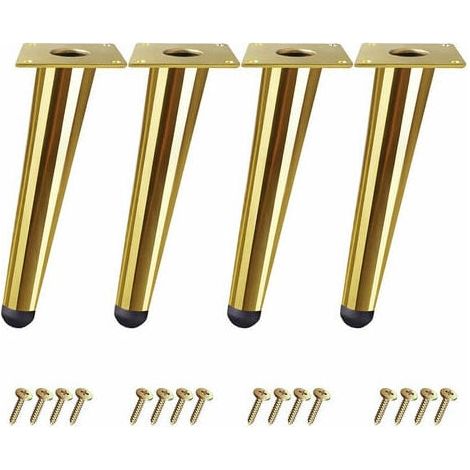 Set di 4 gambe per tavolo a cono obliquo piedini di supporto per mobili in ferro altezza 10 cm con viti dorate (1/5)