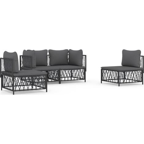 Maison Exclusive - Set Salotto da Giardino 4 pz con Cuscini in Acciaio Antracite (1/5)