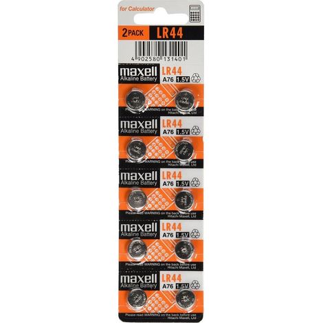 10 batterie LR44 Pulsante alcalino MAXELL (10 batterie