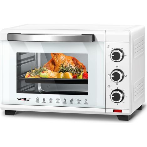 WOLTU Forno Elettrico 28 Litri Fornetto Elettrico Girarrosto 1600W timer 60min Bianco