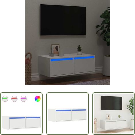 LED-Leuchten - TV-Schrank mit LED-Leuchten Weiß 75x35,5x25 cm (1/5)