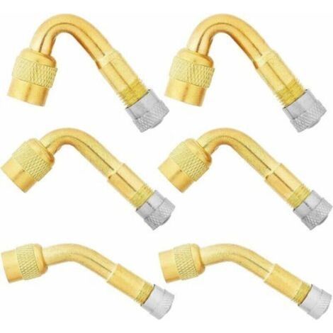 6 Pièces Pneu Valve Rallonge, 45°, 90°, 135° Extension Valve Pneu Valve de Adaptateur Raccord Prolongateur Coude, Embout de Gonflage Coudé pour Voiture Camion Moto Vélo Scooter, (1/4)
