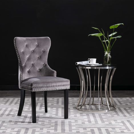 Maison Exclusive - Esszimmerstühle 2 Stk. Grau Samt