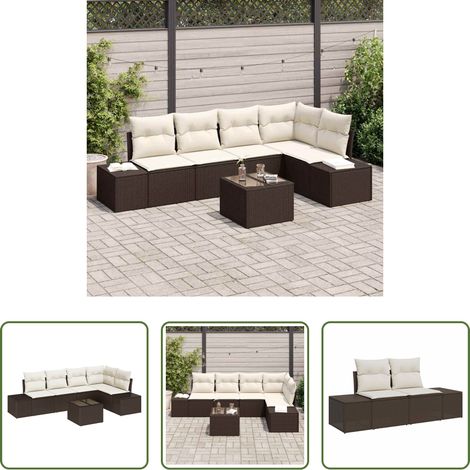 vidaXL Poly-Rattan - Gartensofa-set mit Speicher Braun und Creme Poly-Rattan (1/5)