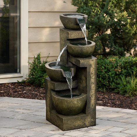 Fontaine de jardin multicolor en resina 25 x 24 x 60 cm (1/5)