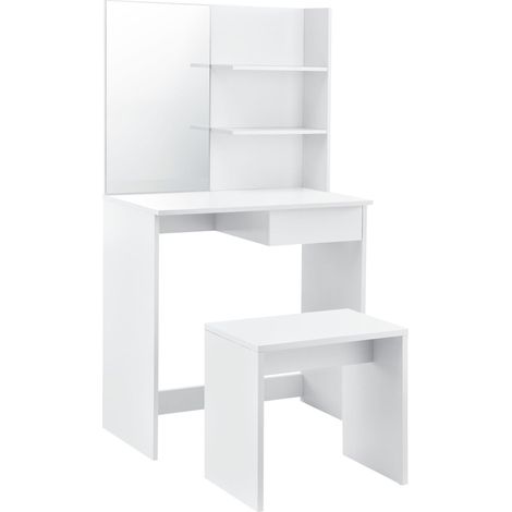 Toletta tavolo da trucco con cassetto e sedia pannello in legno 141 cm bianco 030001501