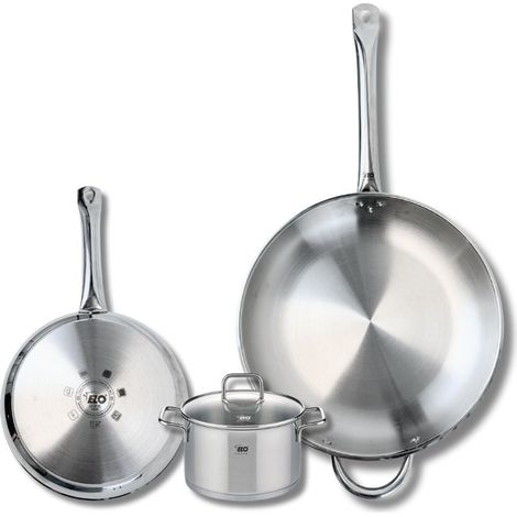 Ensemble de 2 Poêles de cuisson 24 et 32 cm et 1 faitout 14 cm Elo Profi Citrin (1/5)