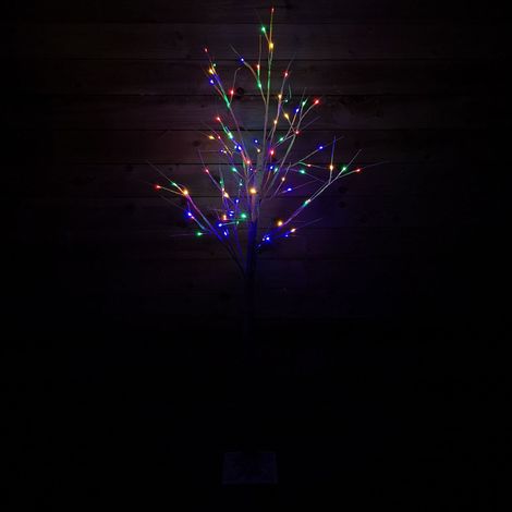 1.8m (6ft) Outdoor Christmas Light Up White Birch Tree with 80 Multicoloured LEDs (1/5)