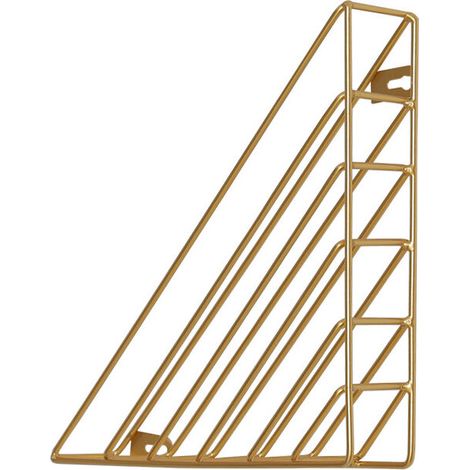 Portariviste da parete, mensola triangolare da parete, portariviste da parete, portariviste, portariviste, clip portalettere (22,5 x 22,5 x 5 cm, oro)