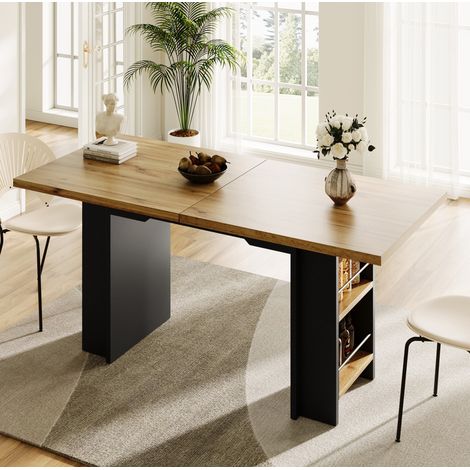 Esstisch ausziehbar 120-160x80 cm mit Regalen MDF OKMYHOME (1/5)