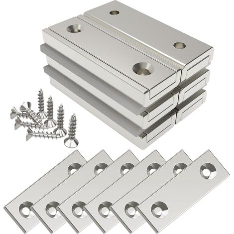 6 pièces Aimants rectangulaires 20 KG Kraft 40 x 13,5 x 5 mm (1/5)