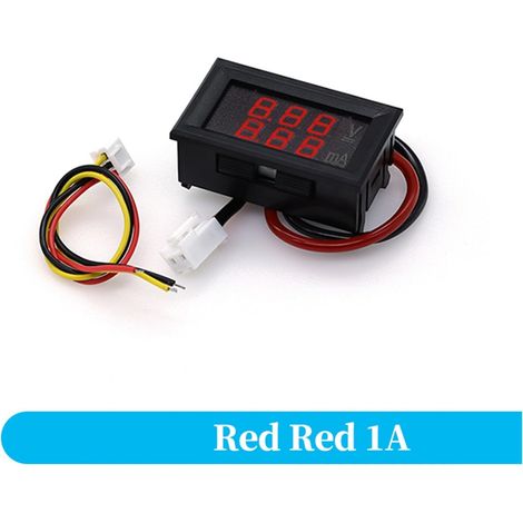 Mini voltmetro digitale, amperometro, DC 100V, 10A, pannello, tensione, corrente, tester, rilevatore, doppio display LED 0,56", per auto (1A Rosso Rosso) (1/4)