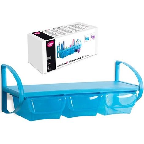 Mensola da parete blu per cameretta bambini asilo 3 box scorrevoli 81 x 33 x 31 cm Dea Home (1/2)