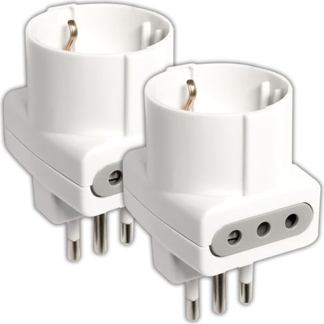 V-TAC 2x Multipresa Adattatore Triplo con 2 Prese 10A + 1 Presa Frontale Bipasso Schuko e Spina 16A - Adattatore di Corrente da Muro per Casa, Ufficio, Negozio, Azienda, Bianco - Max 1500W (1/5)