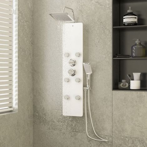 Pannello Doccia in Vetro 25x47,5x130 cm Bianco vidaXL (1/5)