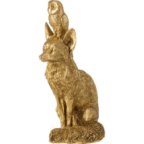 Statuette Renard en Résine "Hibou" 28cm Doré (1/4)