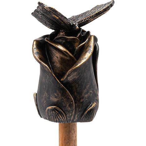 Butterfly On Rose Cane or Stake Topper - L5 x W4 x H8 cm