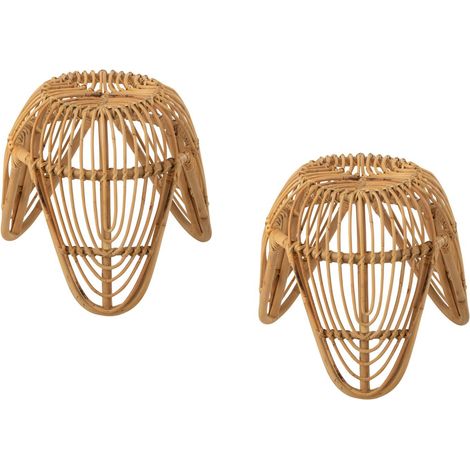 Tabouret rond en rotin naturel (lot de 2) - LEON (1/5)