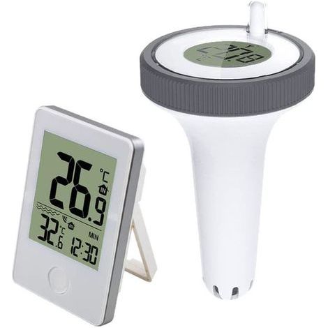 Thermomètre de piscine connecté  Thermomètre flottant pour jacuzzi, baignoire, étang  Thermomètre à eau avec capteur extérieur  Piles incluses