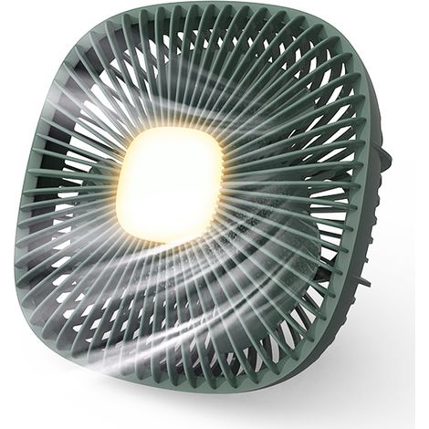 Ventilateur de camping USB – 4 vitesses, suspendu, LED, rotation 360°, silencieux – Camping, bureau, plein air
