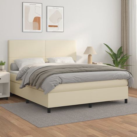 Boxspringbett mit Matratze Creme 180x200 cm Kunstleder (1/5)
