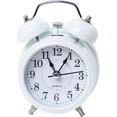 Réveil rétro bruyant à double sonnerie, avec fonction snooze, blanc (1/5)