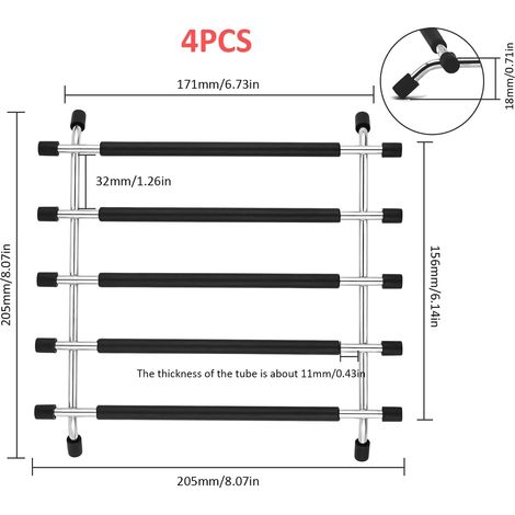 4 pièces Dessous de Plat pour Plan de Travail de Cuisine - Noir Dessous de Plat Résistant à la Chaleur avec Base antidérapante (1/5)