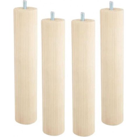 Bettbeine – M8 – Rohbuche – Höhe 250 mm – Durchmesser 50 mm – 4er-Set (1/5)