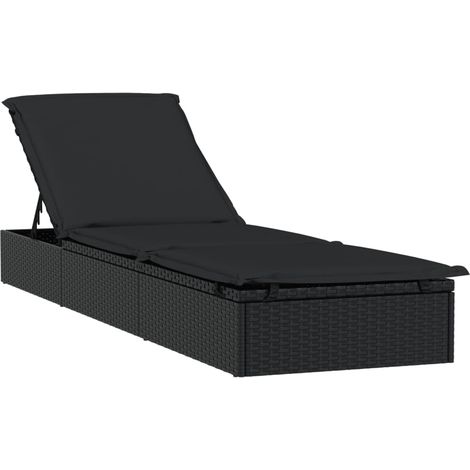 Maison Exclusive - Sonnenliege 1 Stk. mit Auflage Schwarz 201x55x