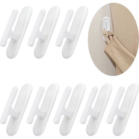 Crochets muraux autocollants pour rideaux, fixations pour enrouleurs de cordons de rideaux, supports pour cordons de rideaux, lot de 8 (1/5)