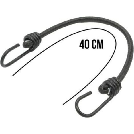 Lot de 10 tendeurs sandows élastiques avec 2 crochets 40 cm Noir (1/3)