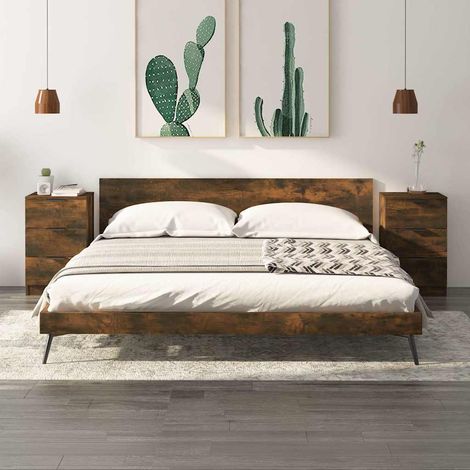 vidaXL Mesitas de noche 2 unidades color roble ahumado 40x36x65 cm (1/5)