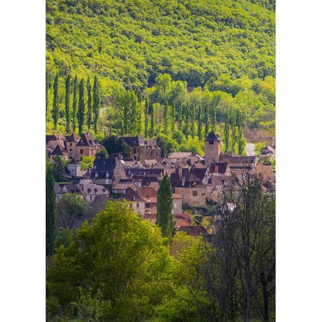 Tableau sur toile village d'Autoire 100x140 cm - Impression sur Toile Murale Décorative - Image imprimée en HD sur Toile - Toile sur Châssis en Bois FSC - Fabriqué en France (1/5)