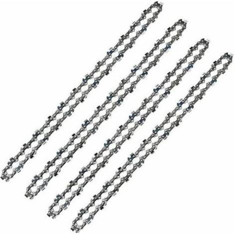Chaîne de tronçonneuse 52 Maillons, Pas de 3/8" LP, Jauge 050" (1,3mm) Faible Rebond (Low-Kickback), Lot de 4 Chaînes de Tronçonneuse 52 Entraineurs pour Guide-Chaîne de 14" (35 cm)- (1/4)