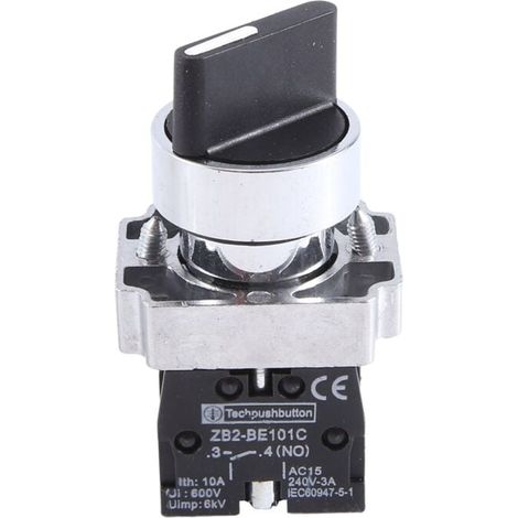 Sélecteur Rotatif 22mm 3 Positions Verrouillage 2 Noir Interrupteur Industriel (1/4)