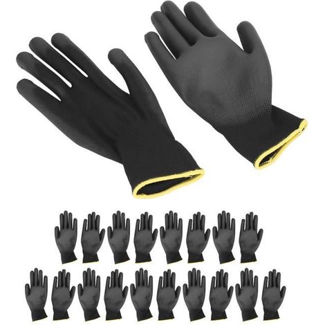Gants de travail - SURENHAP - 10 paires - Nylon tricoté - Revêtement PU - Antistatiques-Ywey (1/5)