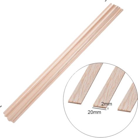 Tiras de madera de balsa ligeras y versátiles para manualidades, 2x20x200 mm, 20 unidades. (1/2)