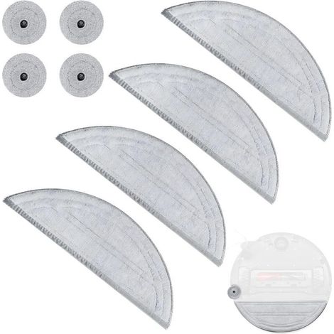 Lot de 4 serpillères de rechange pour robot Roborock Saros 10, accessoires de rechange réutilisables (4 lingettes et 4 serpillères de bord) (1/4)