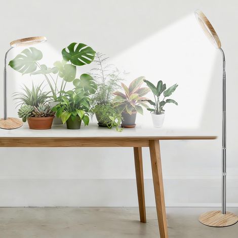 LED horticultural light full spectrum 15 cm (6 inches), height adjustable from 21 to 125 cm, wood look, suitable for use on desk or floor (USB version) (1/5)