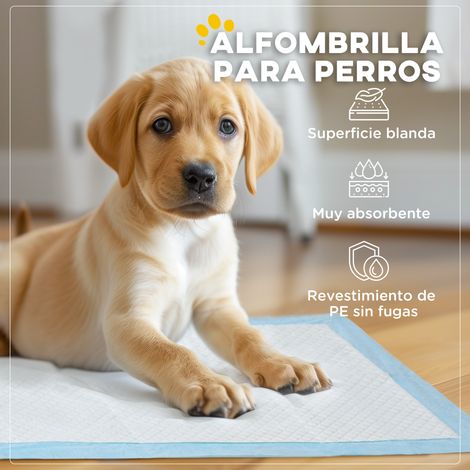 Tapis d'apprentissage pour chiens. lot de 100 unités. 45 x 30 cm. 6 couches. séchage rapide. surface imperméable. bleu (1/5)