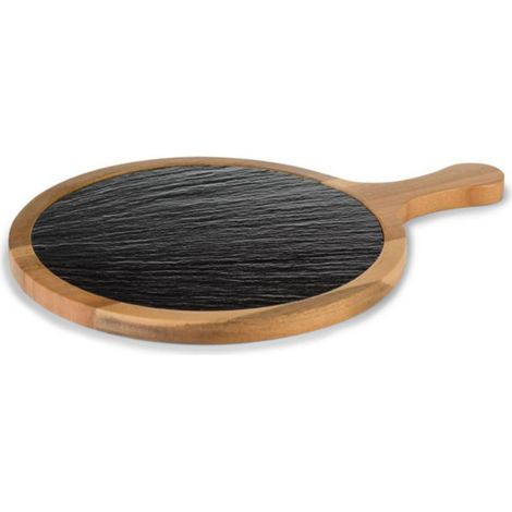 Plateau Rond en Ardoise et en Bois Ø 21 à 26,5 cm - Pujadas