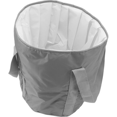 Bac à pieds pliable en polyester double couche, seau de camping pliable avec sac de rangement, gris (1/5)