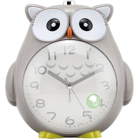 Réveil silencieux hibou à balayage, double tonalité, pour enfant ou étudiant - Gris (1/5)