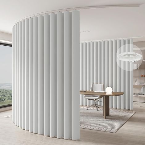Paravent séparateur de pièce, montage au plafond sur rails, pour protection visuelle flexible (Blanc - H213 x L270 cm) (1/5)