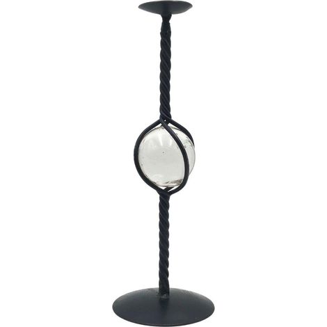 Candeliere in ferro e vetro bianco, 30 cm (kit da 3)