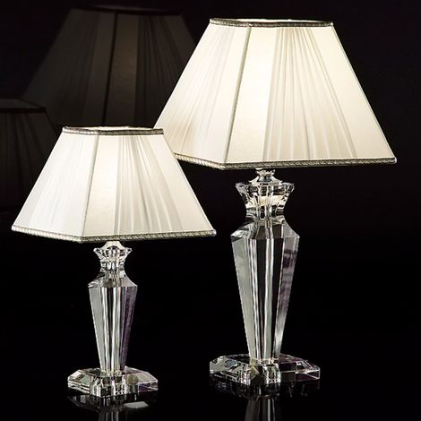 Abat-jour classica lampadari bartalini cecile 1003 lt e14 e27 led cristallo tessuto lampada tavolo, dimensione altezza 60 cm (1/5)