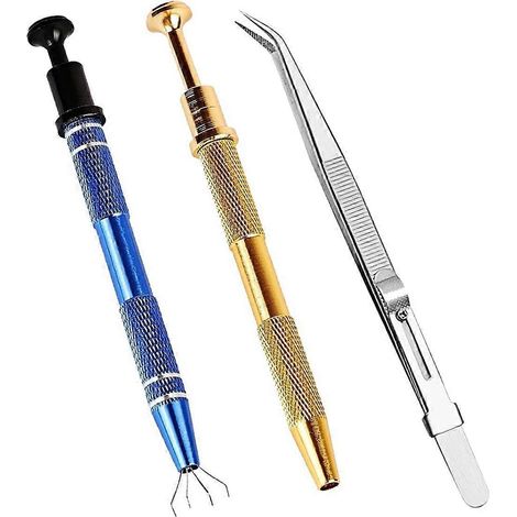3 outils de préhension pour billes de piercing, 2 outils de ramassage à 4 griffes pour bijoutier et 1 outil en acier inoxydable. (1/5)
