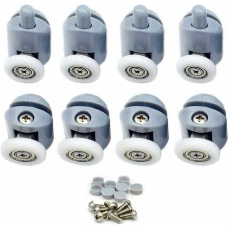 FENOPLASTICARoulettes pour parois de douche - Lot de 8 roulettes pour portes de douche coulissantes, diamètre 25 mm. (1/5)