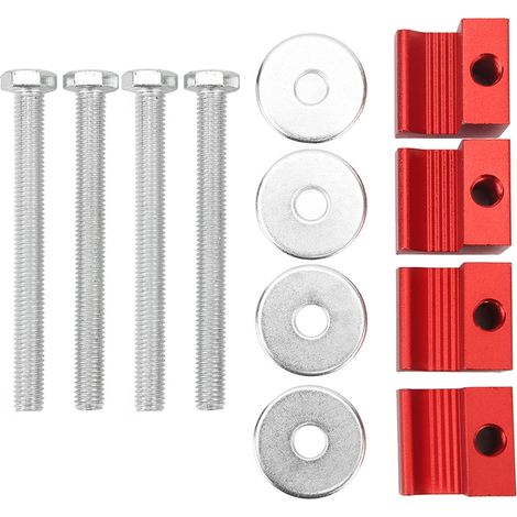 Boîte à outils pour camion pick-up, Kit de montage de crochets en J d'arrimage, pièces universelles en aluminium et acier inoxydable, rouge 4 pièces.